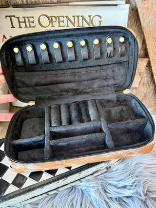 Black & White Checkered Cowhide Jewelry Box – Western Travel Jewelry Case