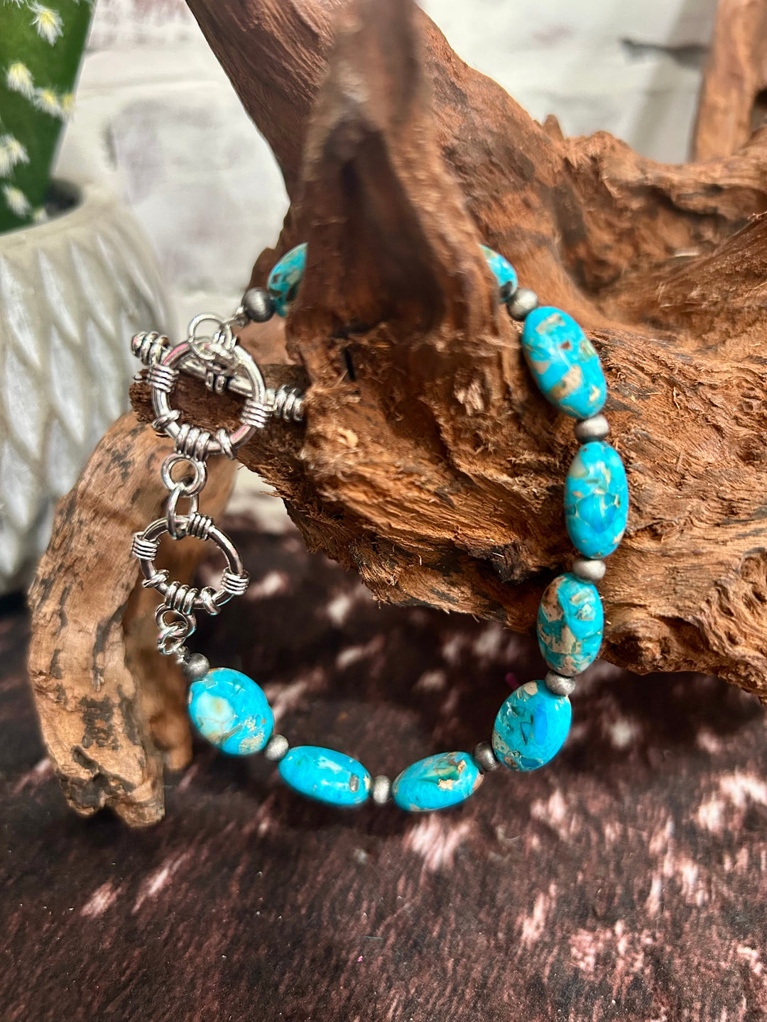 Handmade Oval Gemstone Adjustable Bracelet