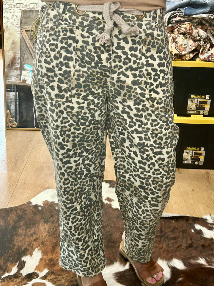 Leopard Print Denim Jeans