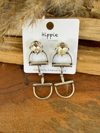 Crystal Cowgirl Snaffle Bit Drop Earrings