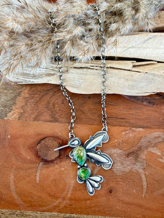 Charles Johnson Sonoran Gold Turquoise Hummingbird Necklace
