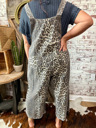 Leopard/Cheetah  Print Wide Leg Overalls – Trendy Women’s Casual Jumpsuit