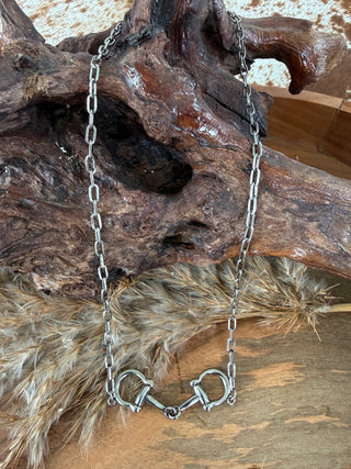 Silver Horse Bit Chain Necklace 21” | Western Equestrian Jewelry