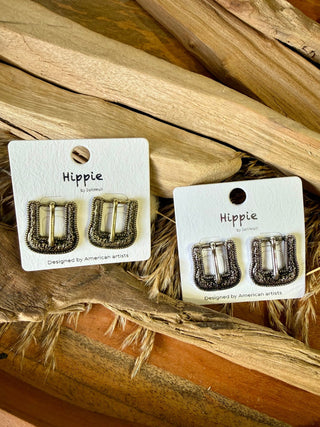 1” Western Buckle Stud Earrings | Silver & Gold Cowgirl Statement Earrings - Barbwire n Bougie Boutique