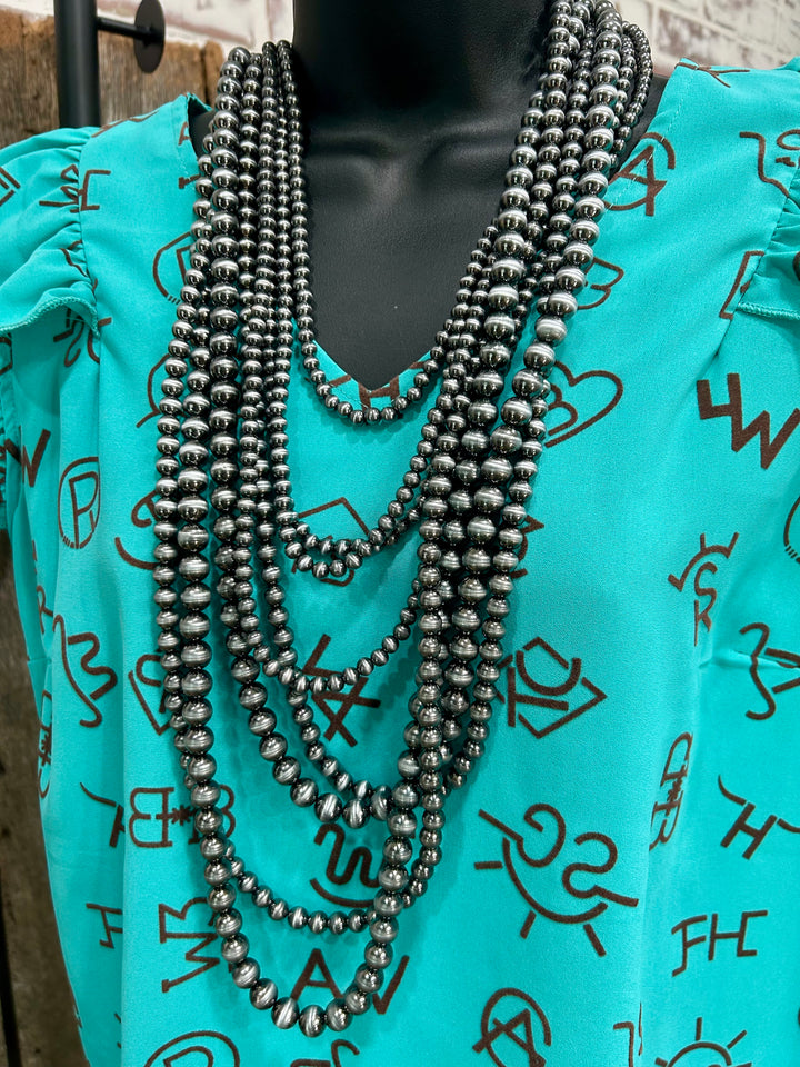 Turquoise Cattle Brand Top