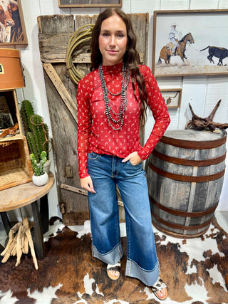 Red Dirt Cattle Brand Mesh Top
