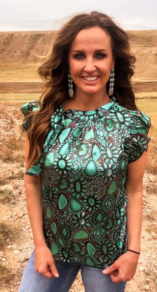 Sterling Kreek Wild Charm Turquoise Top