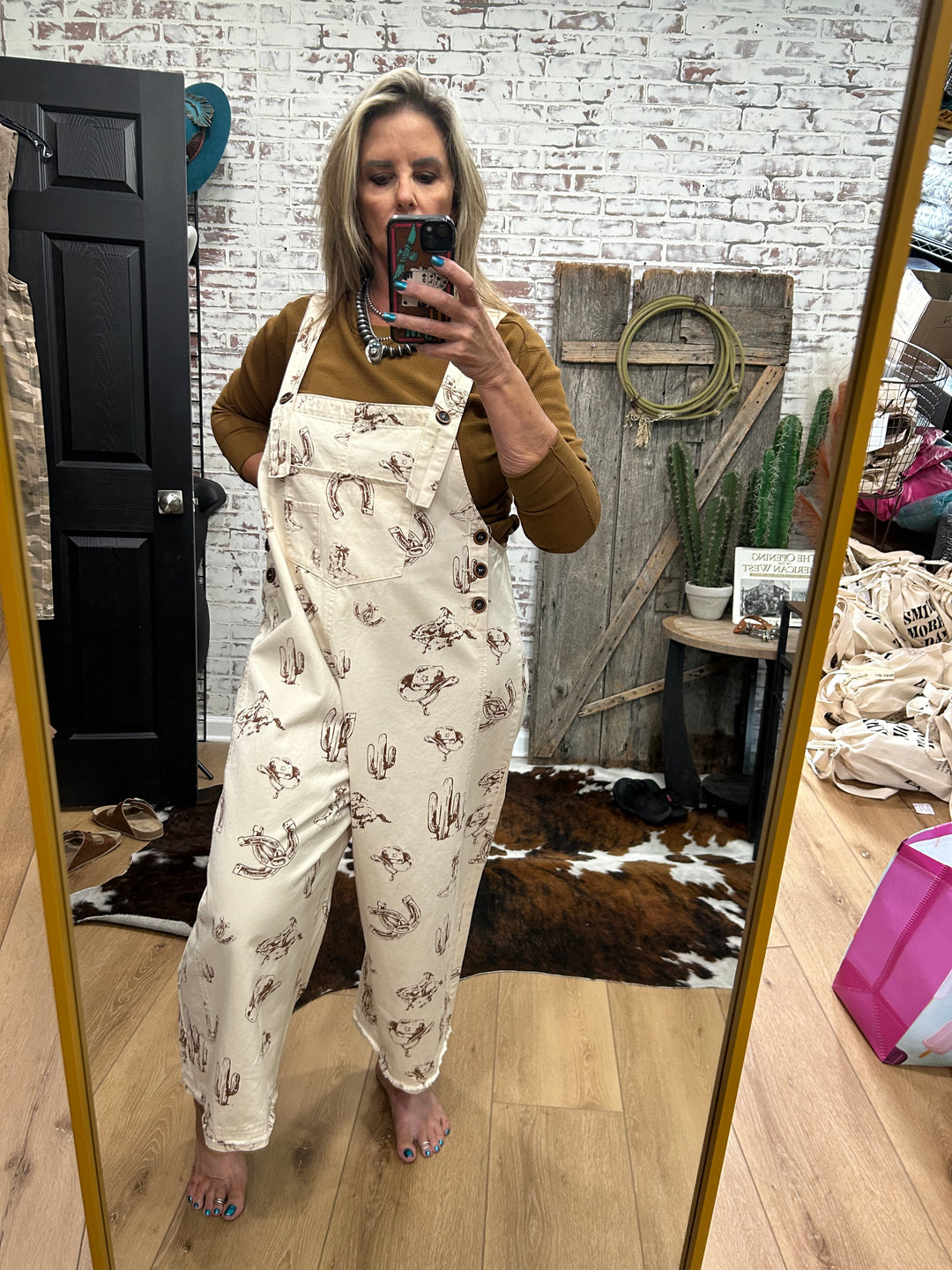 Western Print Twill Overalls