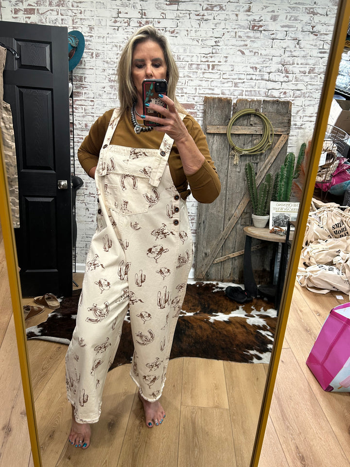 Western Print Twill Overalls