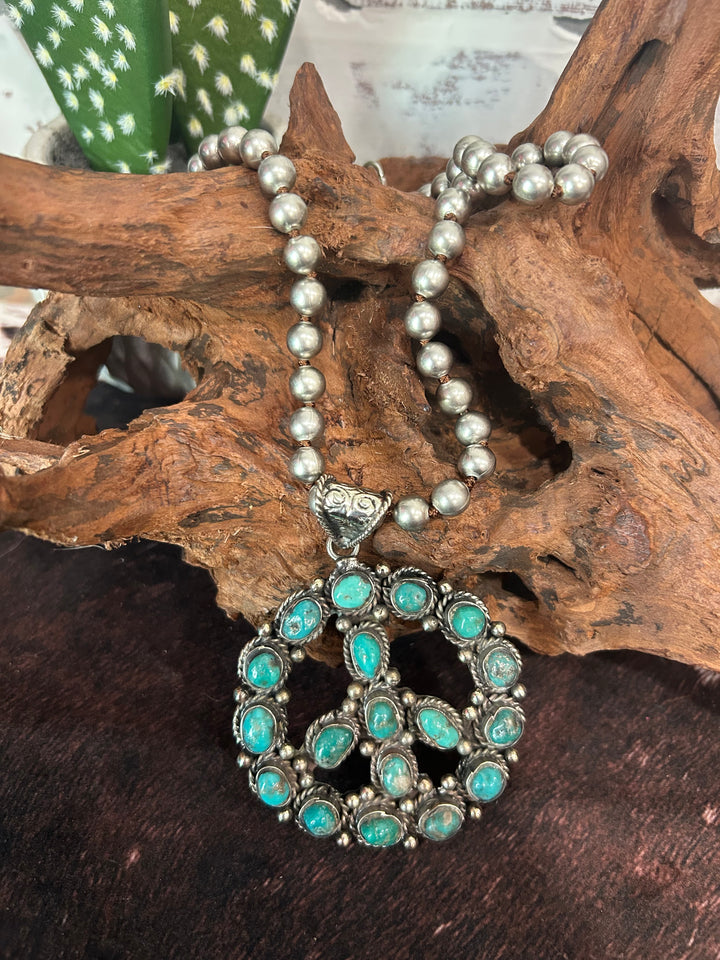 Authentic Turquoise Peace Sign Necklace