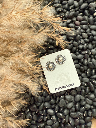 Sterling Silver Concho Stud Earrings – Tiny Western Cowgirl Jewelry