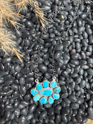 Kingman Turquoise & Sterling Silver Cluster Necklace | Western Statement Jewelry