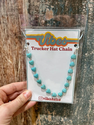 Turquoise Beaded Trucker Hat Chain | Western Cowgirl Hat Accessory