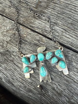 Sterling Silver Whitewater Turquoise Thunderbird Necklace