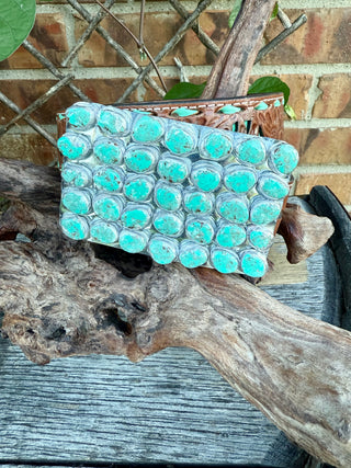 Turquoise/Pink Clay Belt Buckle