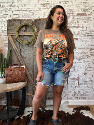 Wild West Rodeo Saddle Tee – Mocha