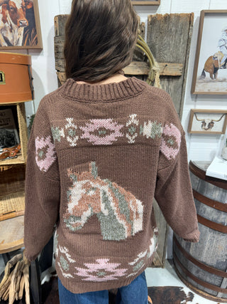 Saddle Sweetheart Western Horse Cardigan