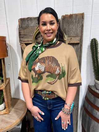 2 Fly Co Dusty Dillo Lightweight Western Sweater | Armadillo Desert Knit Top