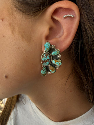 Mine No. 8 Turquoise Sterling Silver Half Cluster Earrings