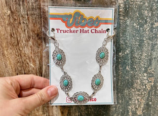 Western Concho Trucker Hat Chain | Turquoise Silver Cowgirl Hat Accessory