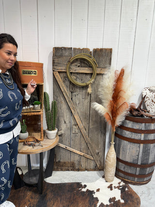 Lucky Horseshoe Lounge Set – Navy Western Print Sweatshirt & Pants