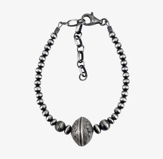 Sterling Silver Machine Made Pearls Mercury Dime Bead Bracelet | Western Navajo Pearl Style Bracelet