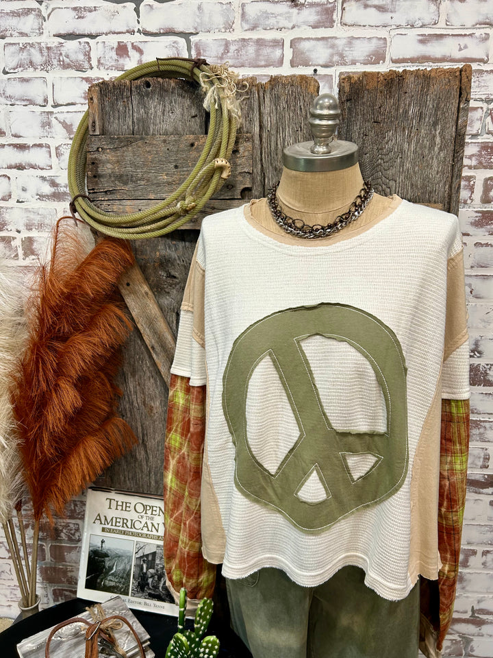 Peace Sign Appliqué Pullover
