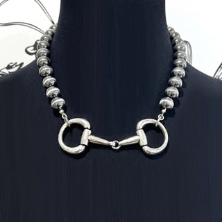 18” Faux Navajo Pearl Horse Bit Necklace | Western Statement Layering Necklace /Copper Or Silver - Barbwire n Bougie Boutique