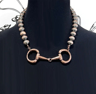 18” Faux Navajo Pearl Horse Bit Necklace | Western Statement Layering Necklace /Copper Or Silver - Barbwire n Bougie Boutique