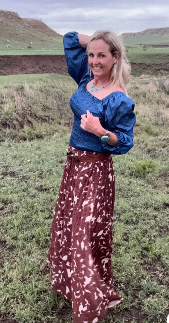Tooled In Paradise Western Prairie Skirt