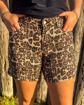 Wild Love Leopard Print Mom Shorts