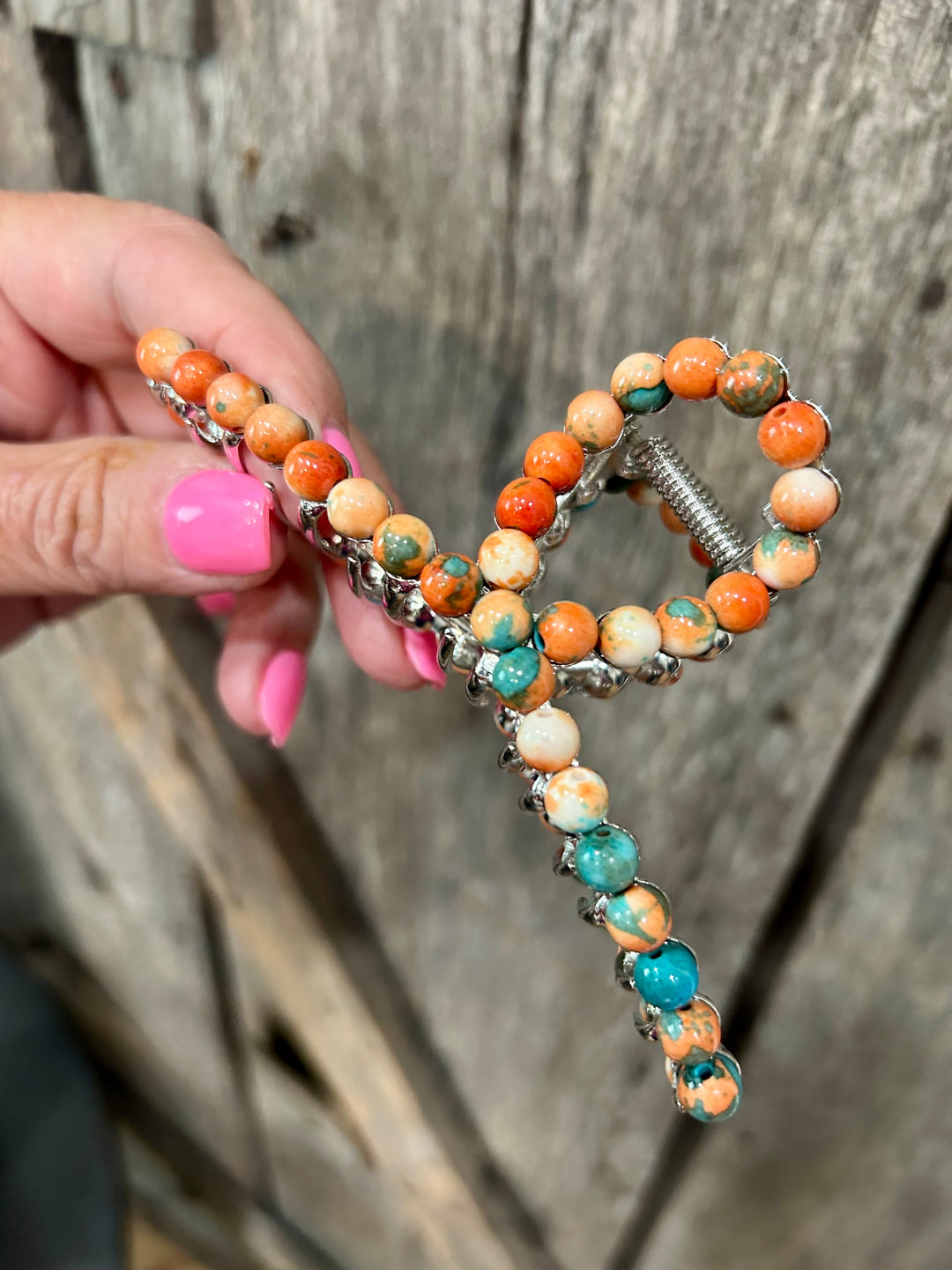 Orange Spiny Metal Hair Claw Clip