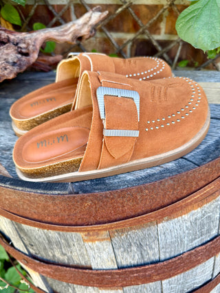 Cheyenne Trails Boot Stitch Mules- Cognac