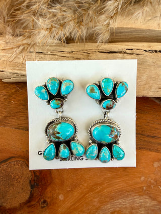 Marcella James Native American Turquoise Cluster Earrings