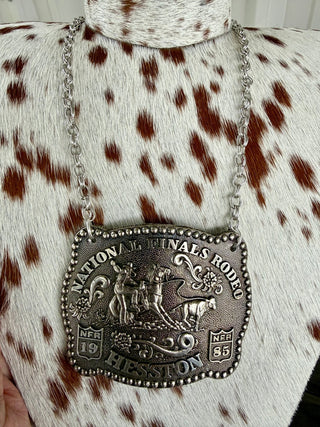1985 NFR Commemorative Buckle Statement Necklace - Barbwire n Bougie Boutique
