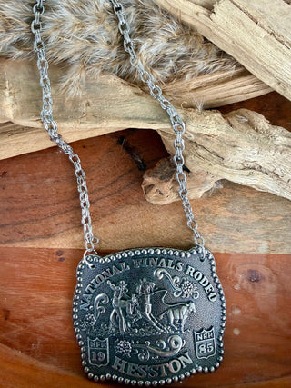 1985 NFR Commemorative Buckle Statement Necklace - Barbwire n Bougie Boutique