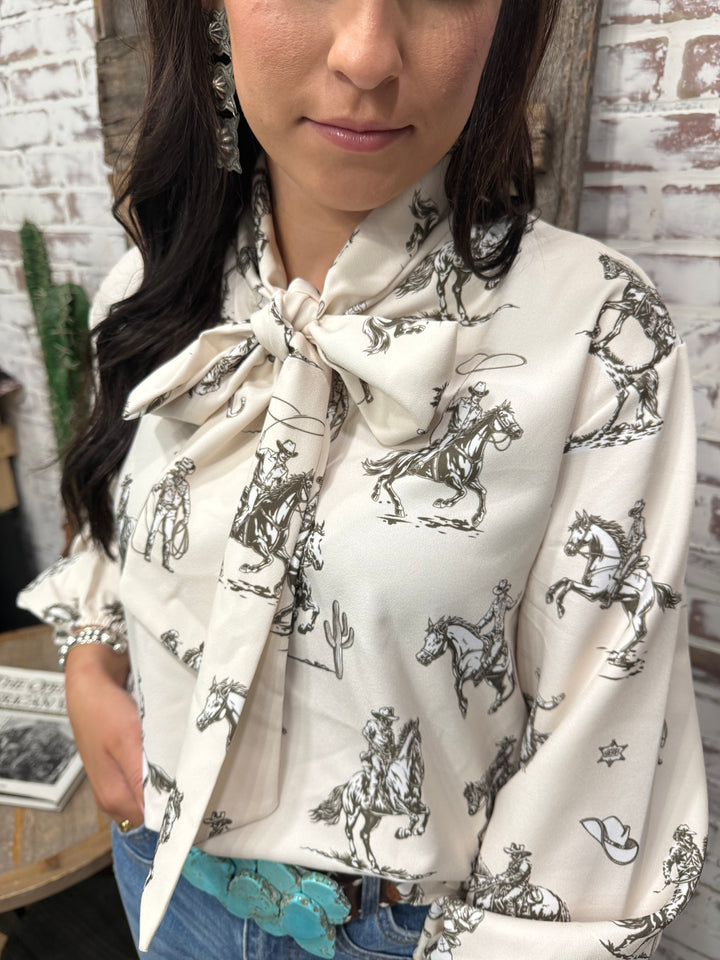 All The Wild Horses Tie Top Blouse