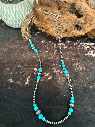 Handmade Navajo Bead Faux Turquoise Necklace