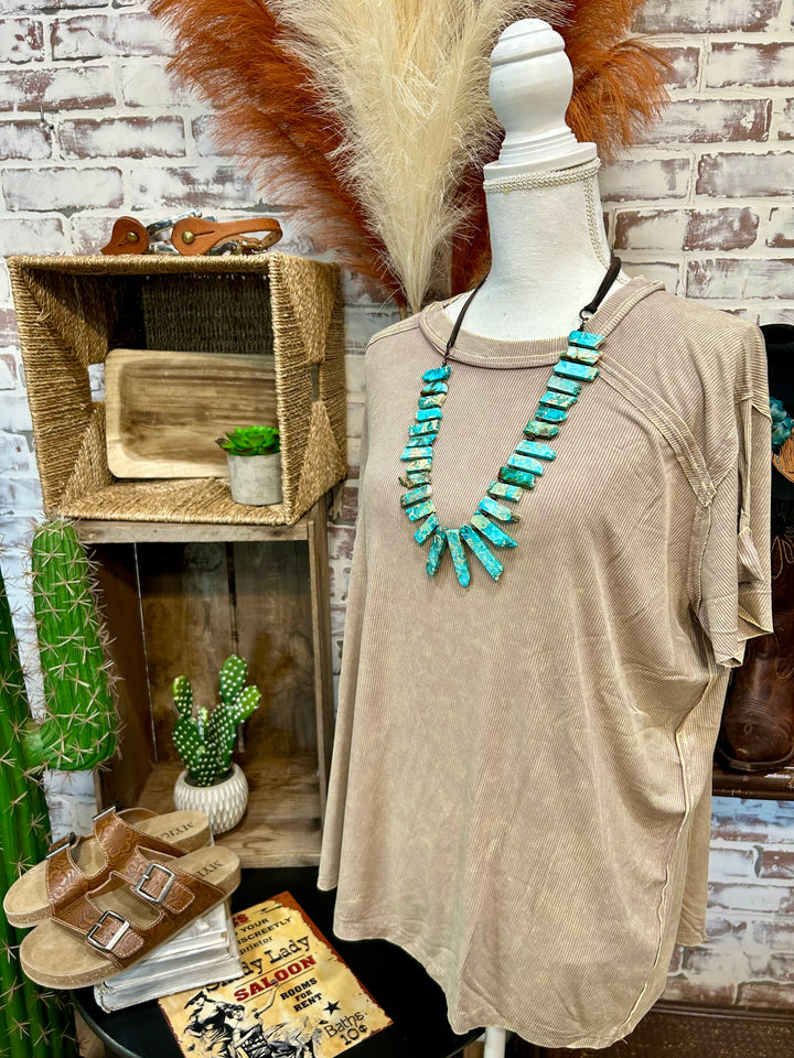 Cream Corded Relaxed Fit Top