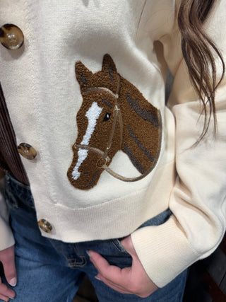 Saddle Sweetheart Horse Embroidered Cardigan