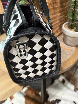 Medium Black & White Checkered Speedy Bag/Purse