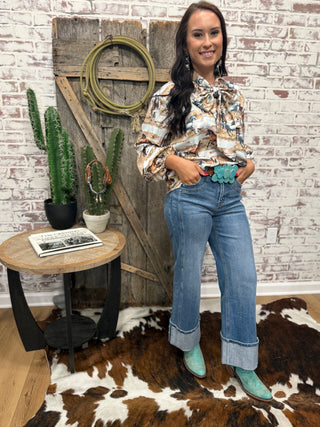 Flying Monkey Wide Leg Cuff Jeans