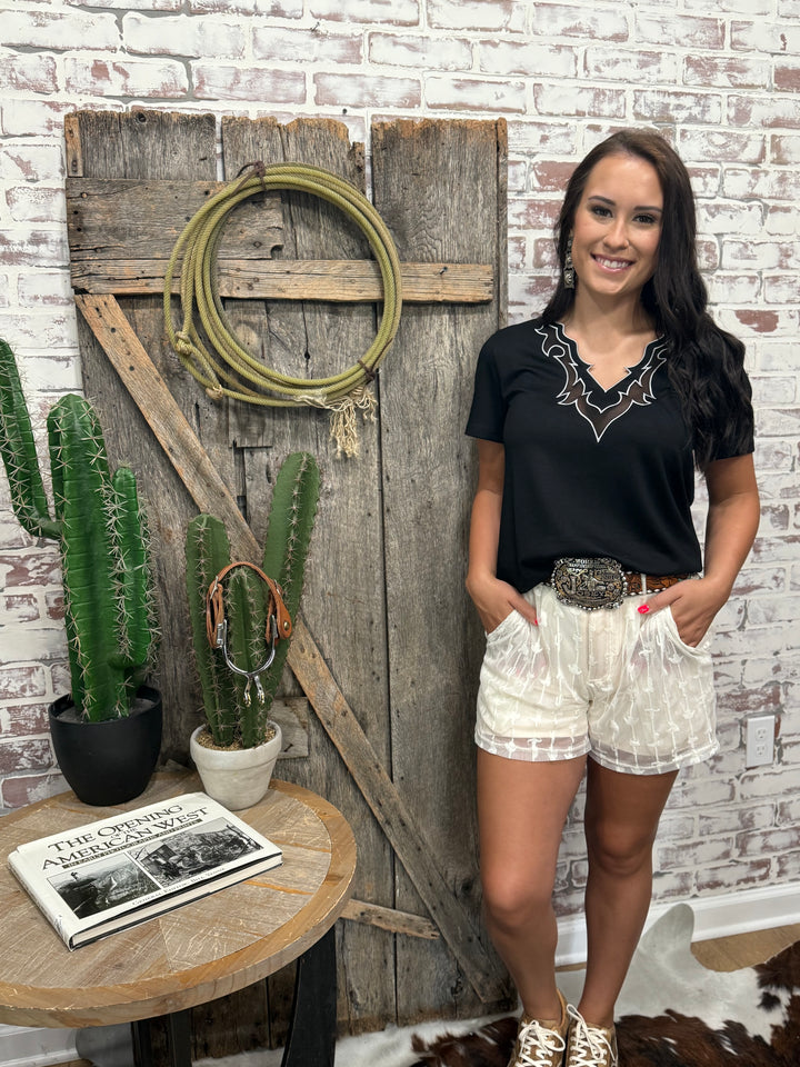 Saddle Bums Lace Shorts -Cloud