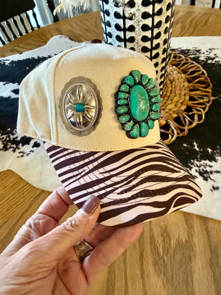 Turquoise Concho Zebra Trucker Hat