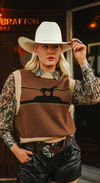 2 Fly Best in the West Sweater Vest | Women’s Western Southwestern Knit Vest - Barbwire n Bougie Boutique