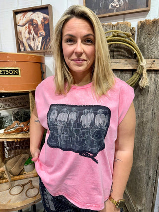 2 Fly Co. Roping Club Graphic Tee – Pink Western Cowgirl T-Shirt, Vintage Rodeo Graphic Top for Women - Barbwire n Bougie Boutique