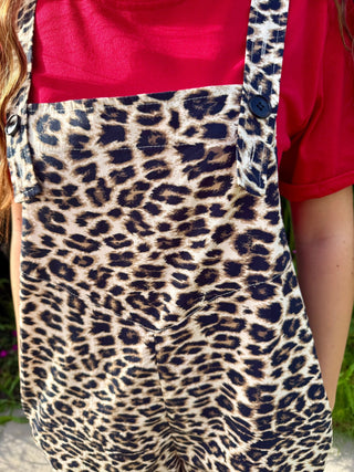 2 Fly Range Cat Leopard Romper | Women’s Western Overall Romper with Pockets - Barbwire n Bougie Boutique