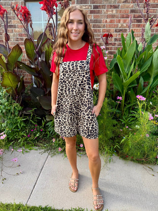 2 Fly Range Cat Leopard Romper | Women’s Western Overall Romper with Pockets - Barbwire n Bougie Boutique