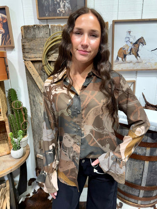 2 Fly Stack Tha Spurs Top | Women’s Western Button-Up Blouse - Barbwire n Bougie Boutique