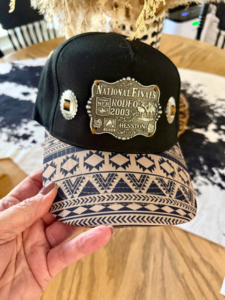 2003 NFR Hesston Buckle Aztec Concho Trucker Western Cap - Barbwire n Bougie Boutique